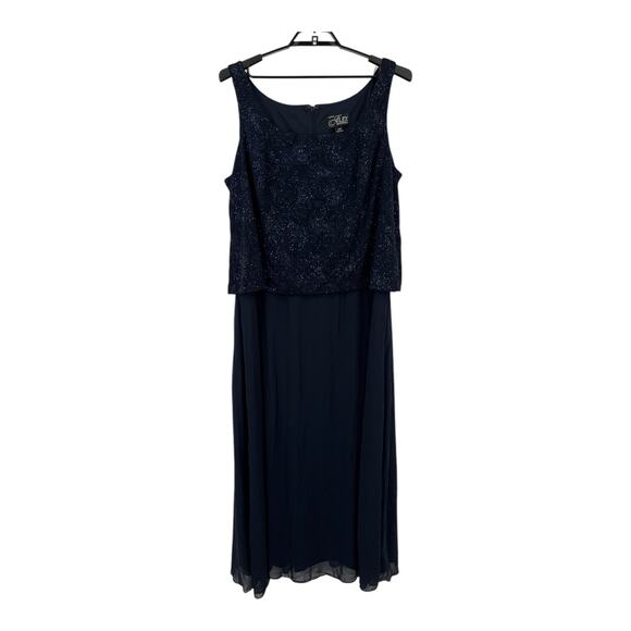 Alex Evenings dress glitter jacquard knit blue size 22W - Picture 1 of 6